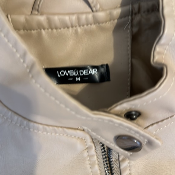 Women's Beige Faux Leather Jacket - Picture 2 of 5